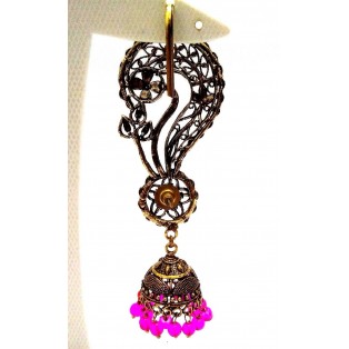 EAR CUFF Golden Oxidized Earring Jhumka Jhumki Ethnic Jewelry Long Dangle AE19